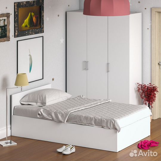 Спальный гарнитур белый № 1 Стандарт с кроватью 1200, цвет белый, спальное место 1200х2000 мм., без