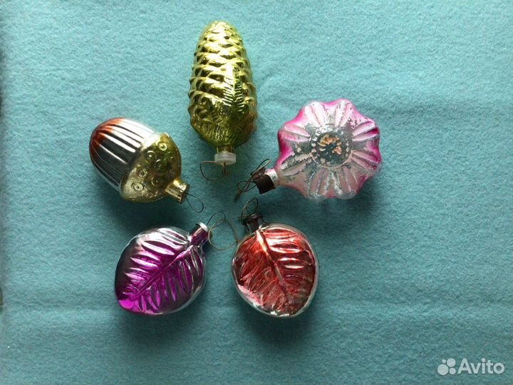 Антикварные Кремлевские елочные игрушки, 5 штук