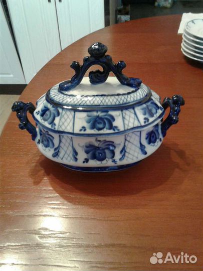 Ваза-конфетница, Сахарница, Гжель, Винтаж