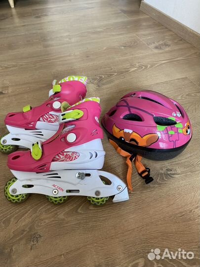 Ролики раздвижные детские Action30-33 размер, шлем