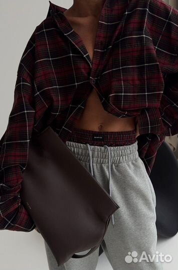 Рубашка Balenciaga в клетку бордо унисекс