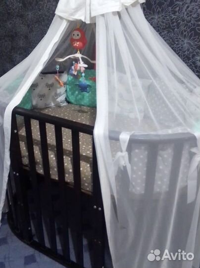Детская кроватка 3 в 1 +балдахин