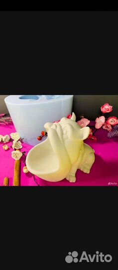 Силиконовая фoрма молд Кашпо Органайзер Бульдог