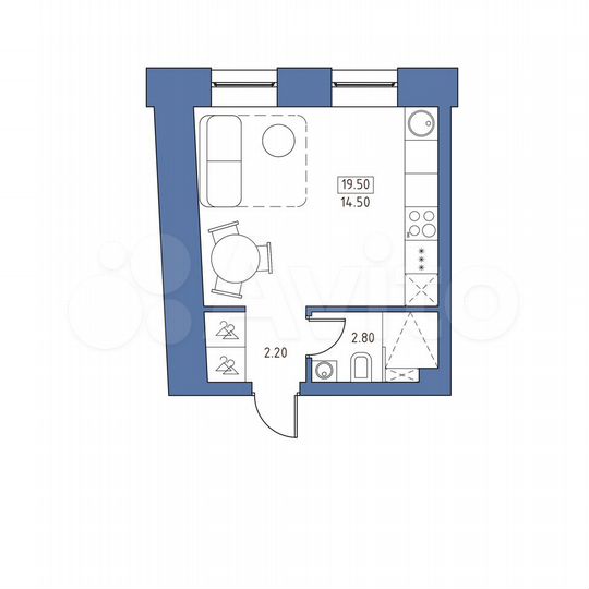 Квартира-студия, 19,5 м², 4/5 эт.