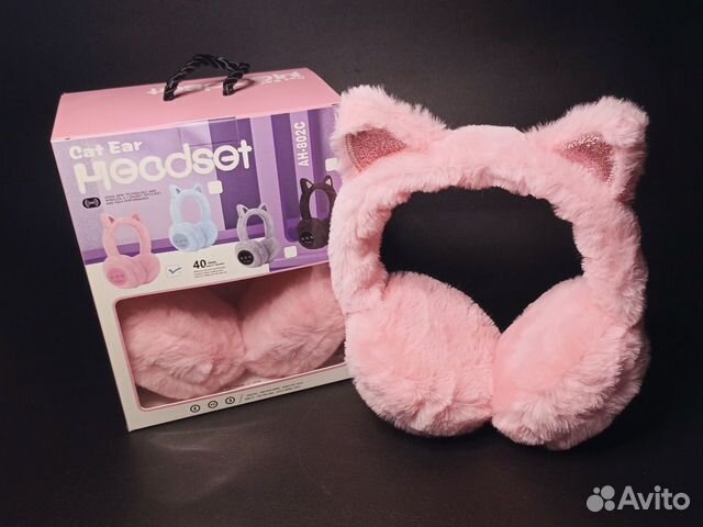 Плюшевые Bluetooth-наушники беспроводные с ушками