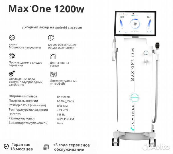 Диодный лазер для эпиляции люминес Макс-Ван 1200 Вт