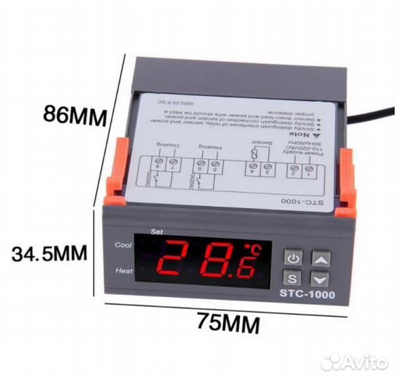 Термостат ET STC-1000/220V (два реле по 10А)