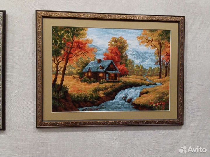 Картина времена года (вышивка)