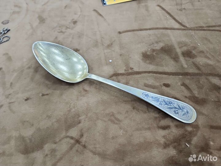 Ложка столовая серебро. Чернь.875 пр. 83 гр