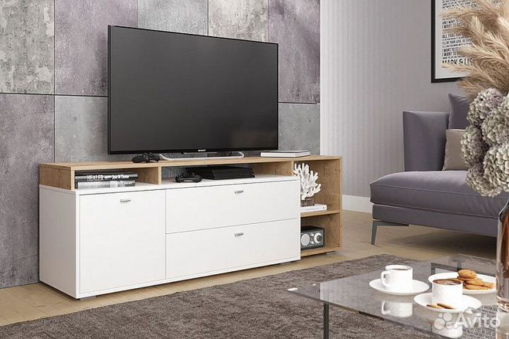 Тв-Тумба ланс К202 белый/дуб бунратти, в наличии