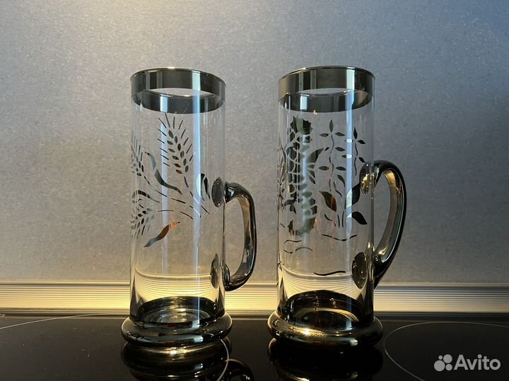 Кружка пивная. Кружки для пива. Стекло, хром. 2 шт