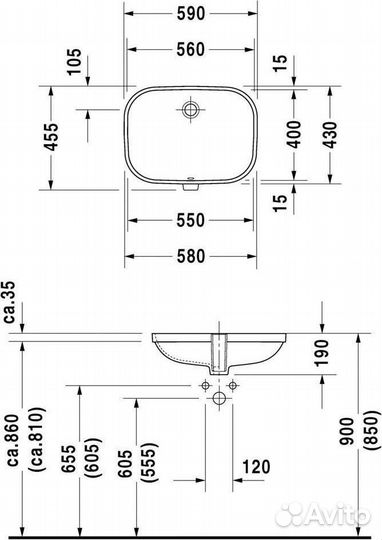 Раковина 60 см Duravit D-Code 0338560000