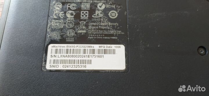 Ноутбук emachines e640g-p322g25miks