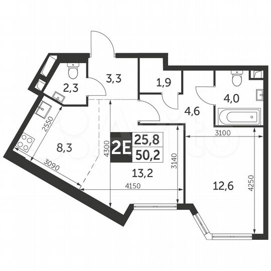 2-к. квартира, 50,2 м², 46/47 эт.