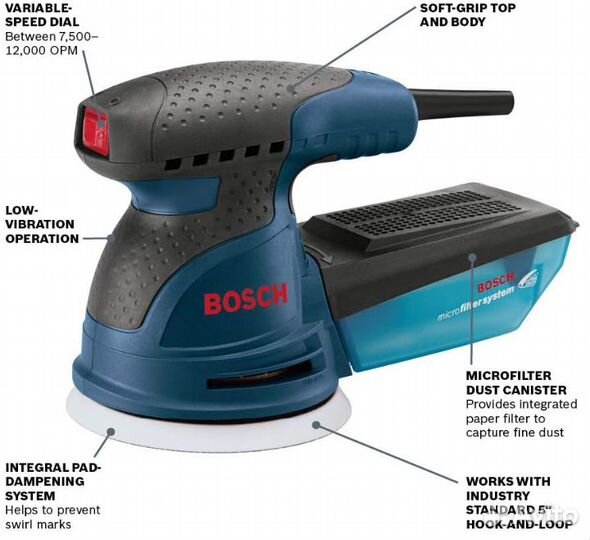 Шлифовальная машина bosch ROS20VSC 2,5 Ампер