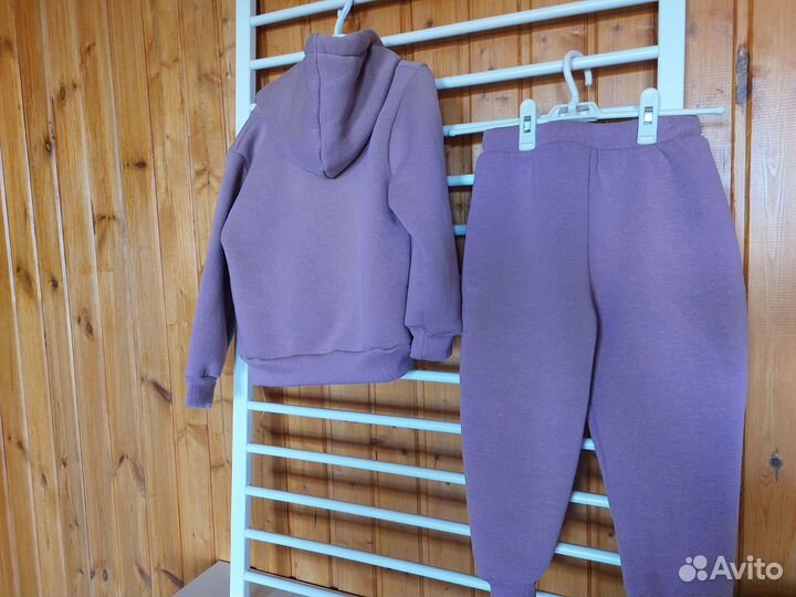 Детский костюм из футера трехнитка пудровый 128