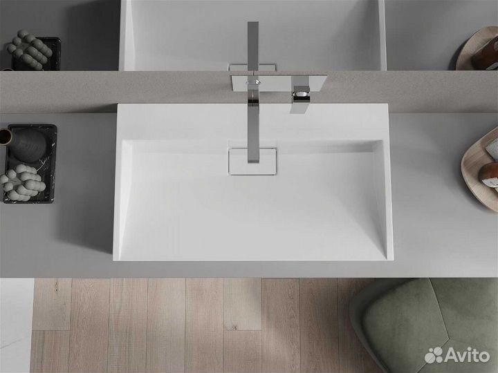 Раковина в ванную Mexen 80 см литой мрамор белый