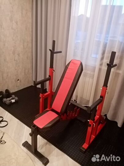 Скамья для жима+ стойка для штанги с подстраховкой