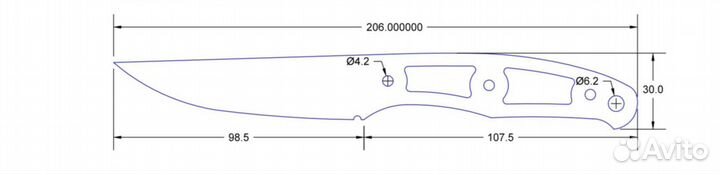 Клинок со спусками из Дамаска