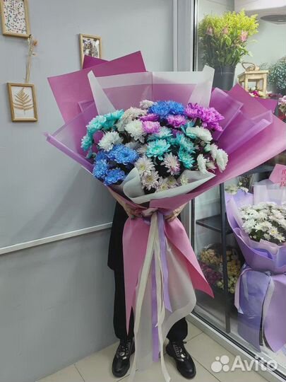 Букет-гигант из кустовых хризантем