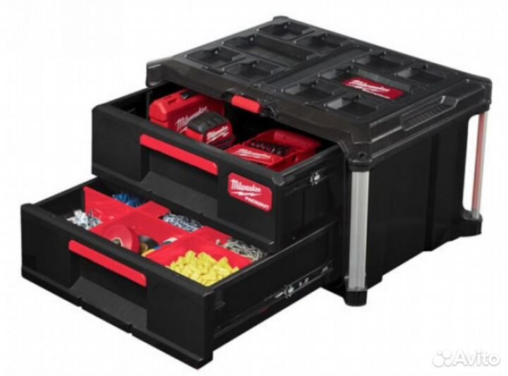 Кейс Milwaukee packout с 2-мя выдвижными отсеками