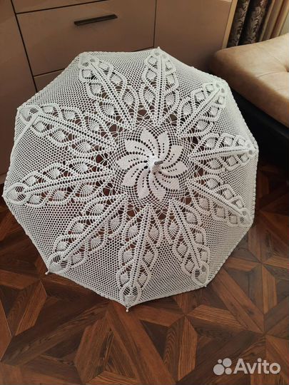 Зонт ажурный вязанный трость