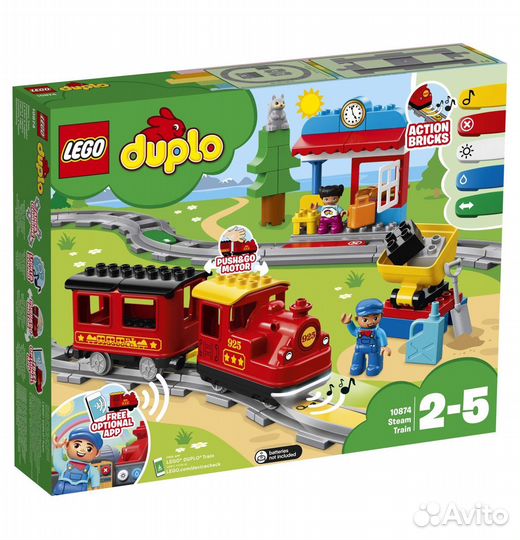 Lego duplo 2 разных поезда мост и доп.рельсы