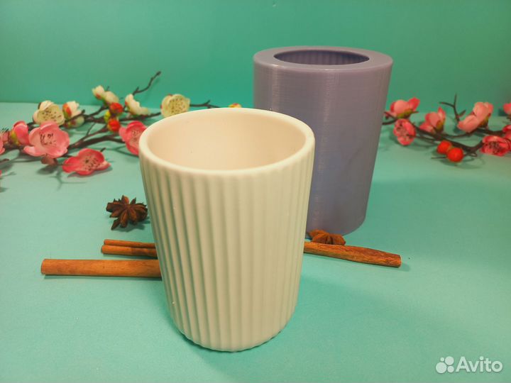 Силиконовая фoрма кашпо стакан для ванной молд