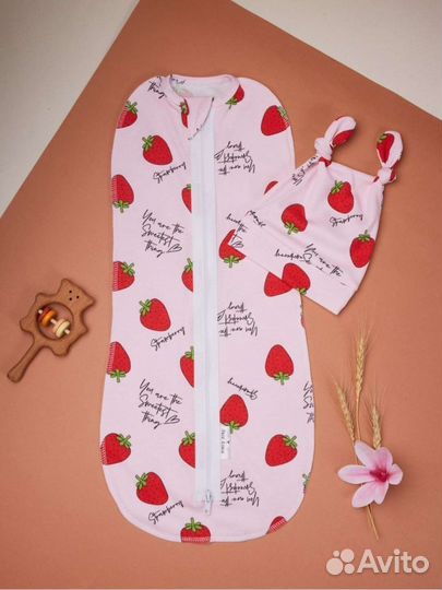 Пелёнка-кокон и шапочка