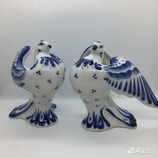 Скульптура гжель пара голуби