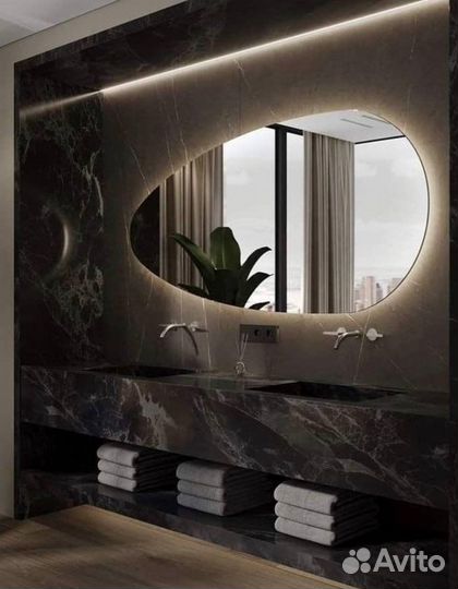 Зеркало неправильной формы с подсветкой и без