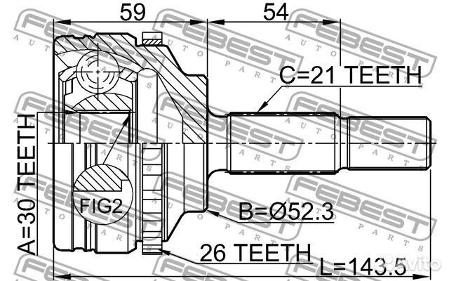 Шрус наружный 30x52.3x21