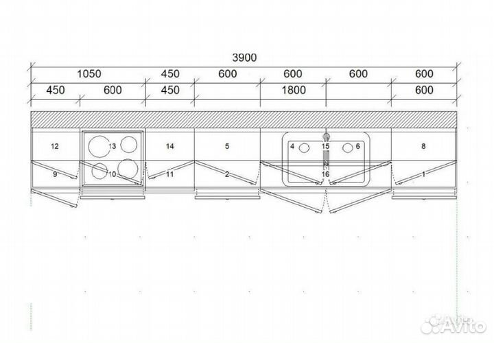 Новая прямая Кухня / Выставочный образец