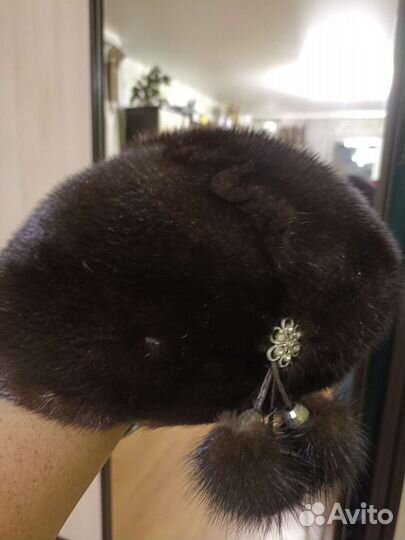 Беретка зимняя женская норковая