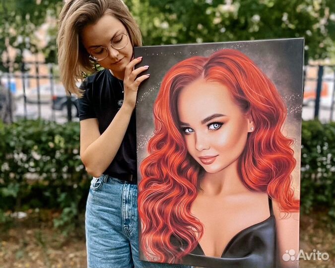 Портрет по фото на холсте в Москве