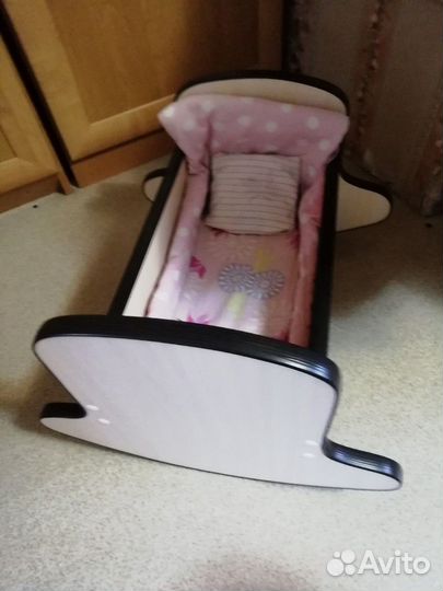 Кровать качалка для кукол деревянная