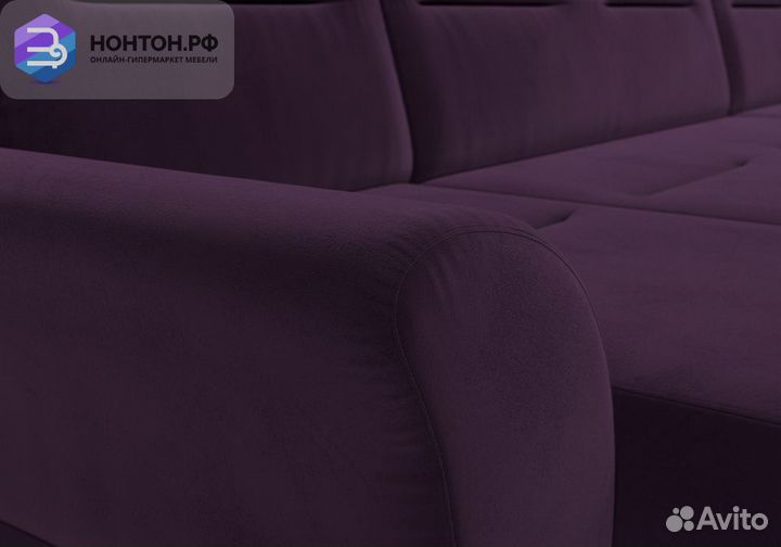 Диван п-образный дельфин Клайд велюр фиолетовый