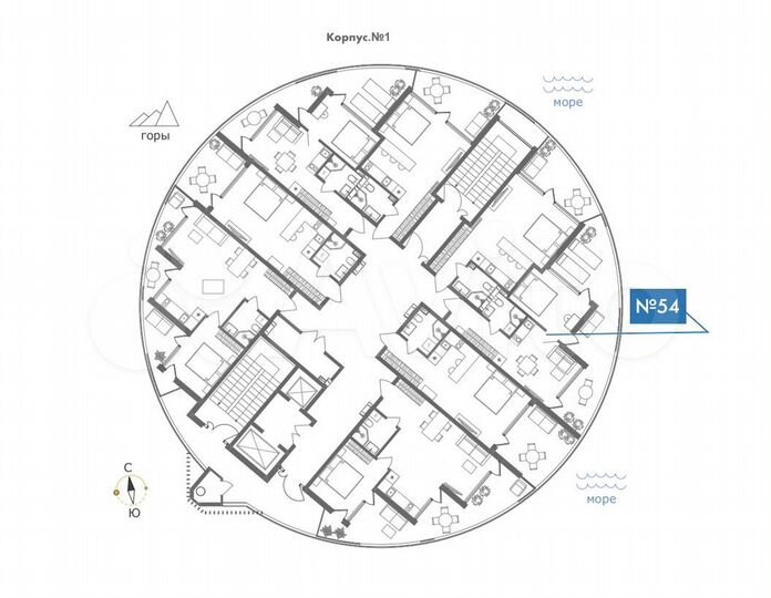 1-к. апартаменты, 60,1 м², 8/11 эт.