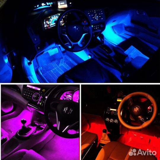Подсветка в машину салона авто в ноги светодиодная