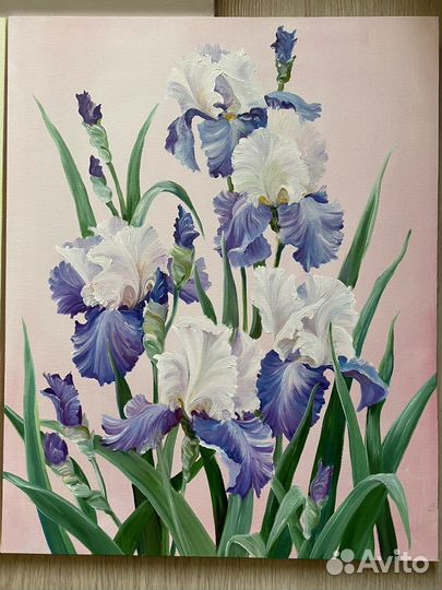 Картины маслом,гортензия, пионы, ирисы
