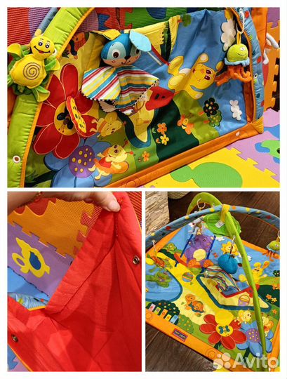 Игровой развивающий коврик tity love, погремушки