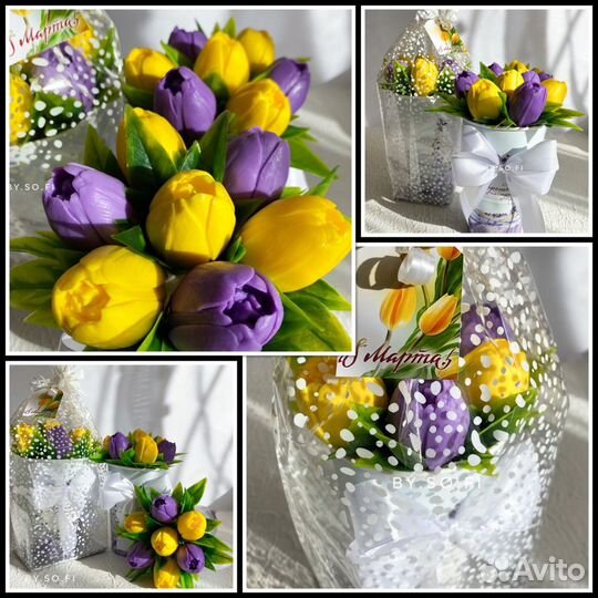 Букет тюльпанов. Тюльпаны из мыла. Цветы из мыла