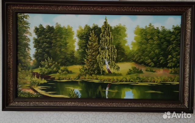 Картина Пейзаж холст, масло 93 х 48 см +багет(108х