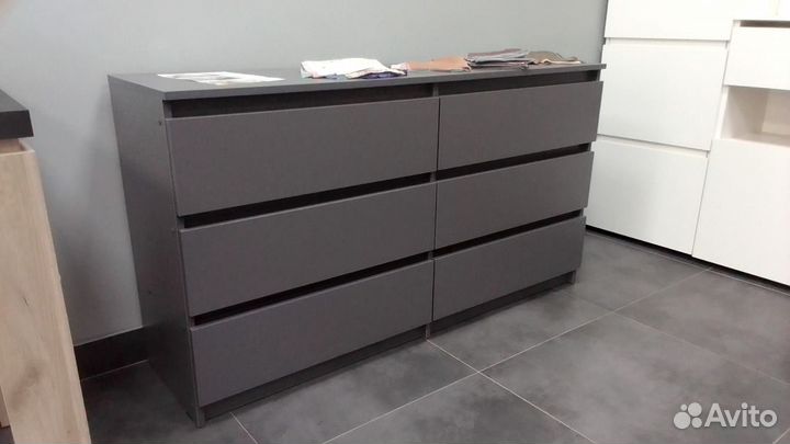 Комод Денвер широкий 6 ящиков 1,38м графит