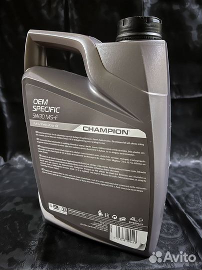 Моторное масло champion OEM specific 5W-30 MS-F 4л