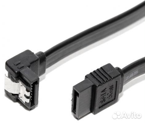 Шлейф SATA 35см, черный, угловой коннектор