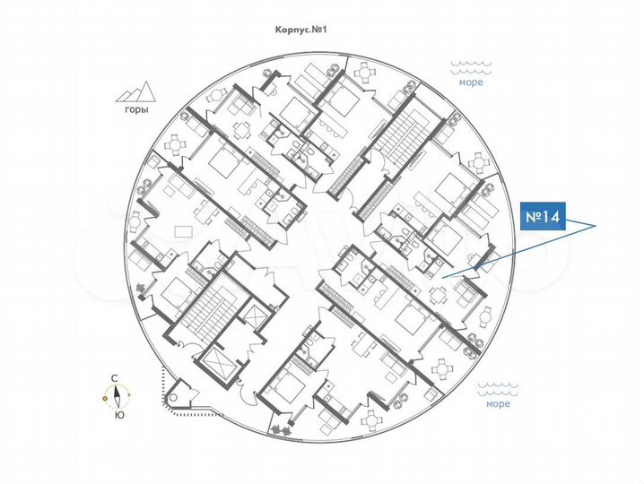 1-к. апартаменты, 45,6 м², 3/11 эт.