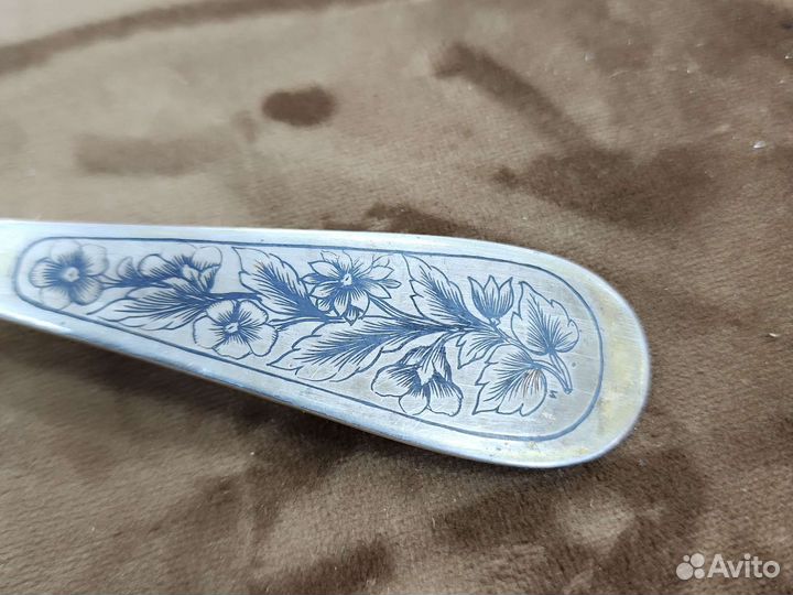 Ложка столовая серебро. Чернь.875 пр. 83 гр