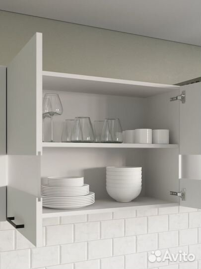 Кухонный Гарнитур Дуся (Белый бриллиант-Цемент) 2м