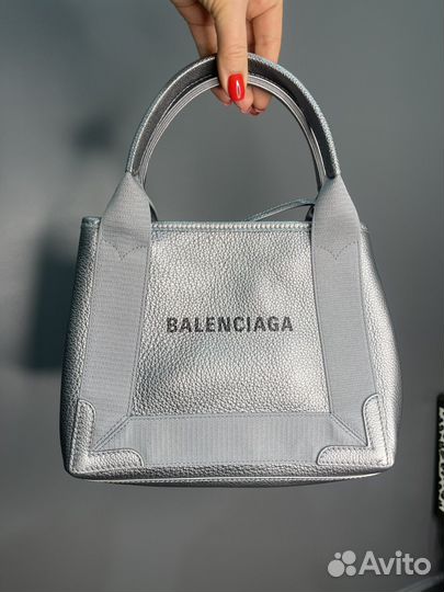 Новая сумка Balenciaga navy cabas IN silver оригин